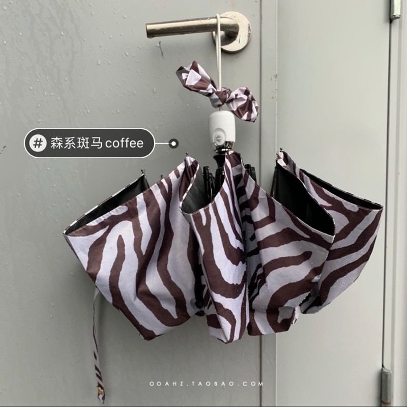 斑马coffee 适合四季t的晴雨伞 拍照好看黑胶全自动遮阳防晒情侣