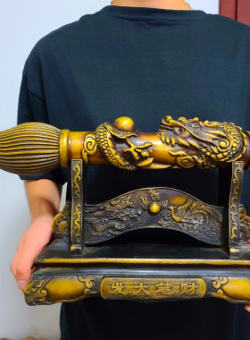 文昌笔黄铜带架摆件y家居饰品办公室装饰品