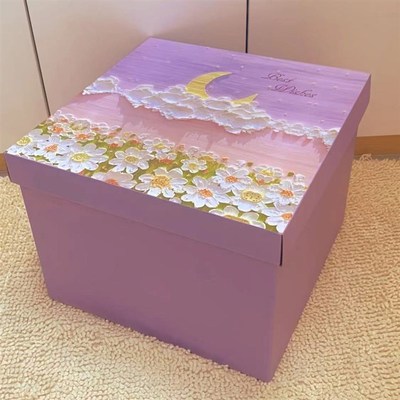 紫色3D画送女友生日礼物空盒子大号包装盒P仪式感惊喜感礼品盒
