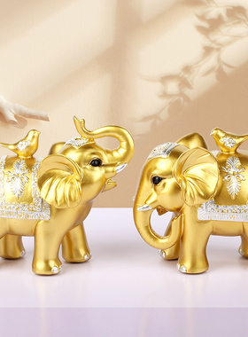 吉祥招财大象摆件一对轻奢家居客厅D玄关电视酒柜办公室工艺装饰