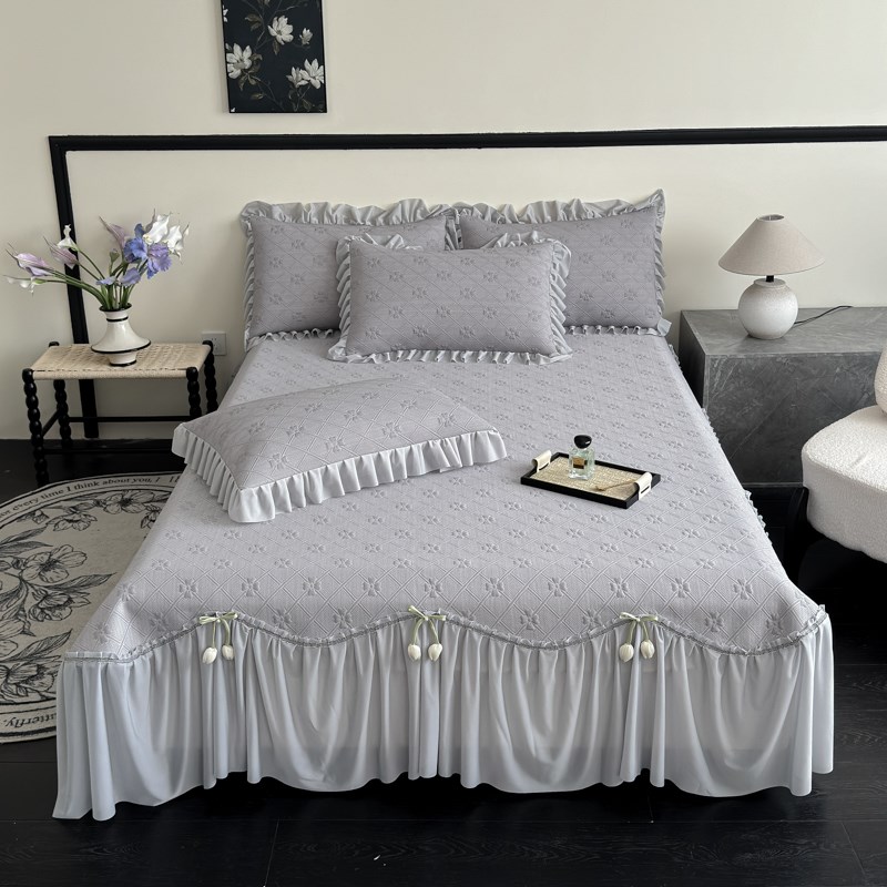 2025新款3D凉感冰豆豆空调床裙款床盖三件套可机洗U夏季软席子公