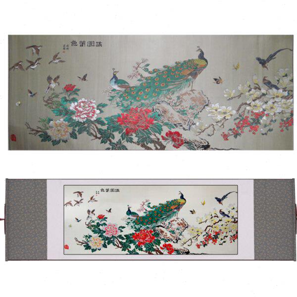 满园春色古蜀锦四川特色文化手工艺品外事纪念礼物卷轴挂画送老外