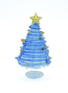 淄博琉璃艺术品纯手工拉丝圣诞树桌面装I饰创意摆件情侣节生日礼