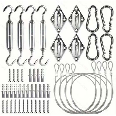 遮阳帆配件 三角四角形遮阳网304不锈钢菱扣弹簧钩门扣钢丝绳套件