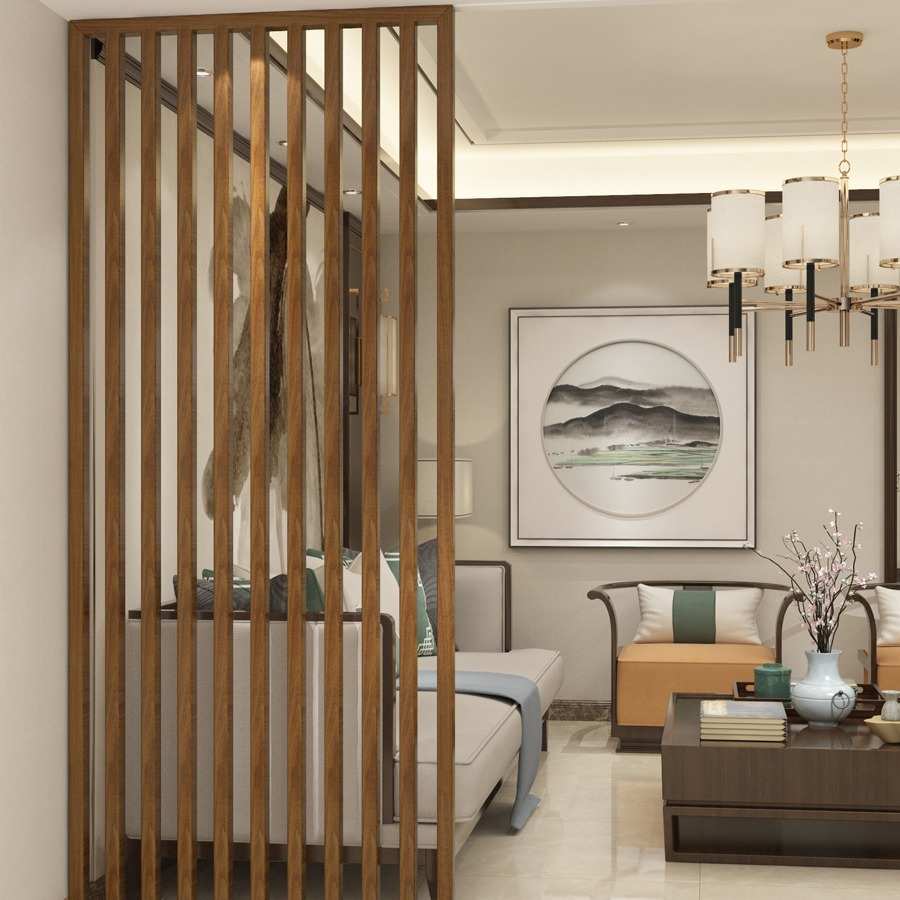 新中式入户玄关隔断现代简约实木栅栏卧室客厅屏风栏栅座屏装饰墙