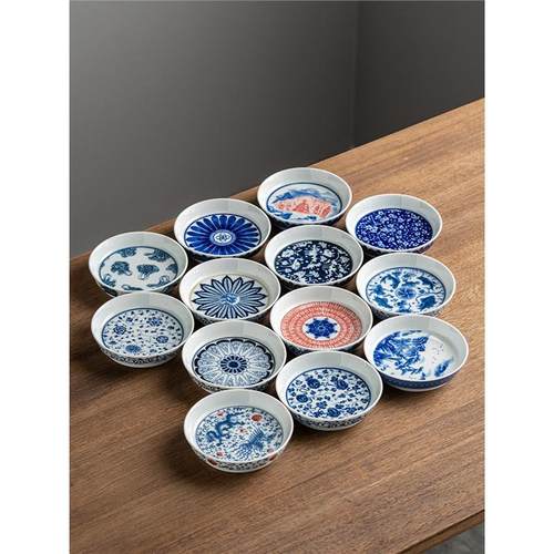 陶瓷青花柴窑缠枝莲釉下彩茶承壶承高端手绘干泡台养壶垫盖碗托盘