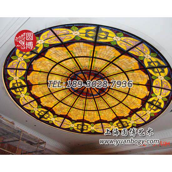 玻璃穹顶彩色玻璃宁波桐乡振石酒店彩色玻璃穹顶圆博工艺