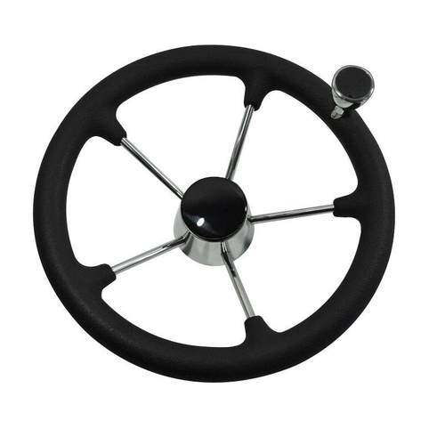 船用五金游艇配件发泡带旋钮握把13.5寸不锈钢方向盘 方向舵