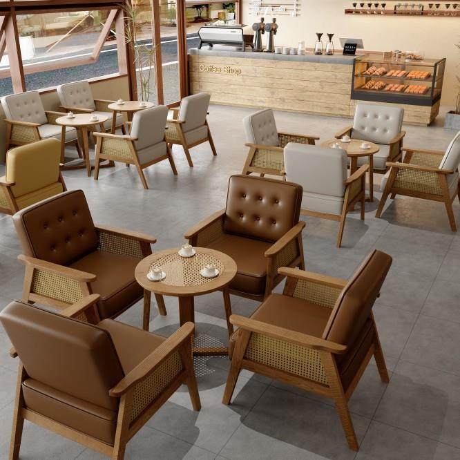 编藤实木咖啡厅桌椅洽谈休闲区桌椅北欧奶茶店甜品店餐饮店沙发椅,鲜花速递/花卉仿真/绿植园艺,割草机/草坪机,淘宝优惠券,粉丝福利购,淘宝优惠卷