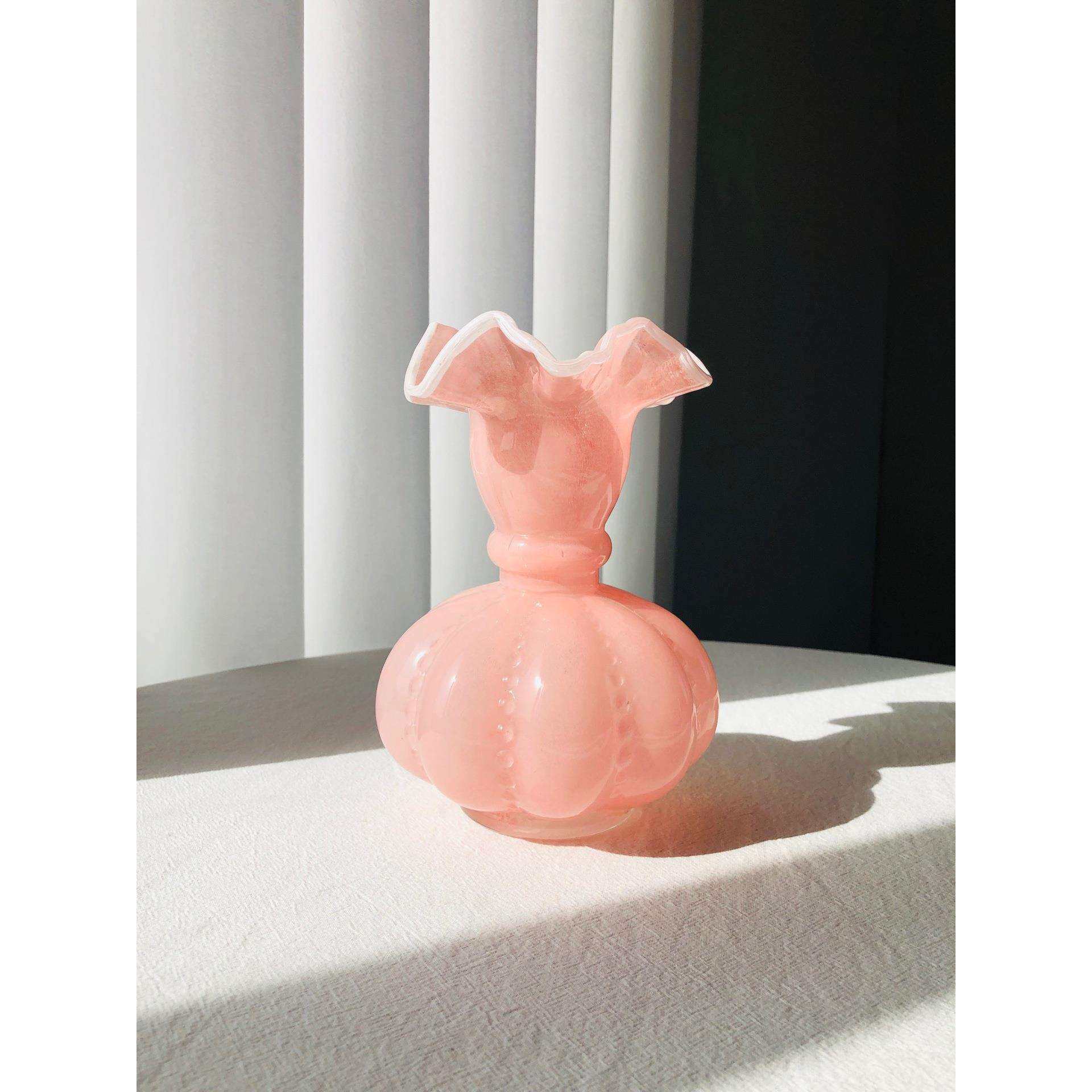法式中古手工南瓜芬顿玻璃花瓶水养插花家居客厅餐桌玄关装饰摆件