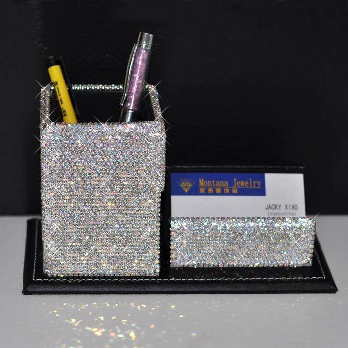 新款轻奢皮质贴钻笔筒 创意时尚办公摆件 镶钻水钻笔筒名片座套装,农机/农具/农膜,其它农用工具,淘宝优惠券,粉丝福利购,淘宝优惠卷