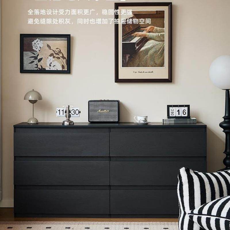 黑色斗柜家用卧室收纳柜大容量简约现代抽屉柜多层储物客厅电视柜