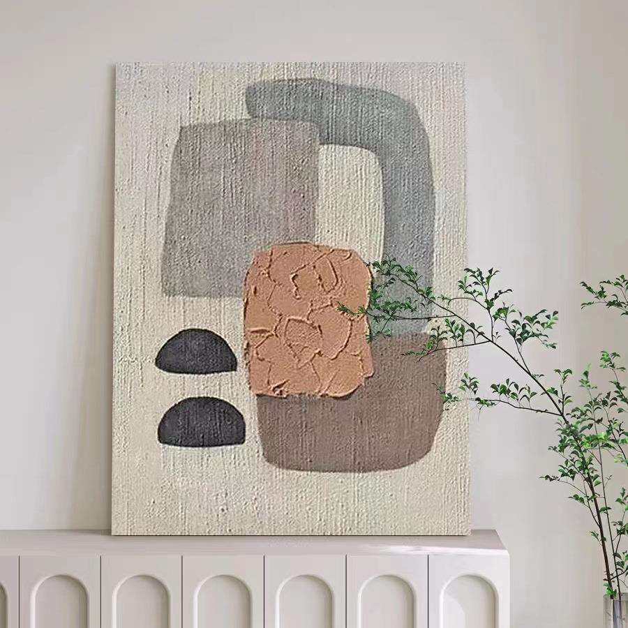 纯手绘无框装饰画现代简约客厅玄关落地挂画立体肌理抽象色块油画