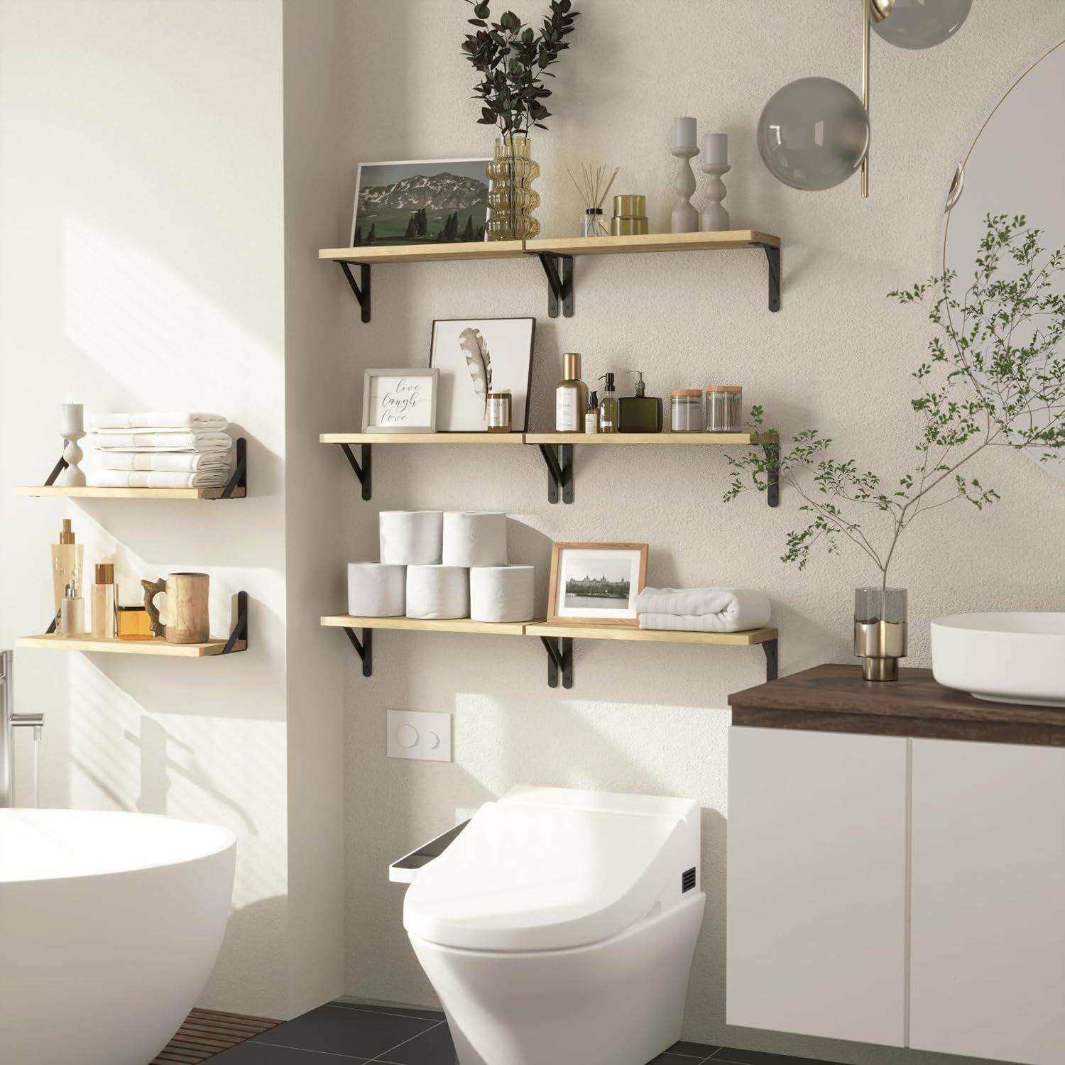 墙上置物架壁挂式毛巾架木质浴室收纳架客厅墙上置物架挂壁式