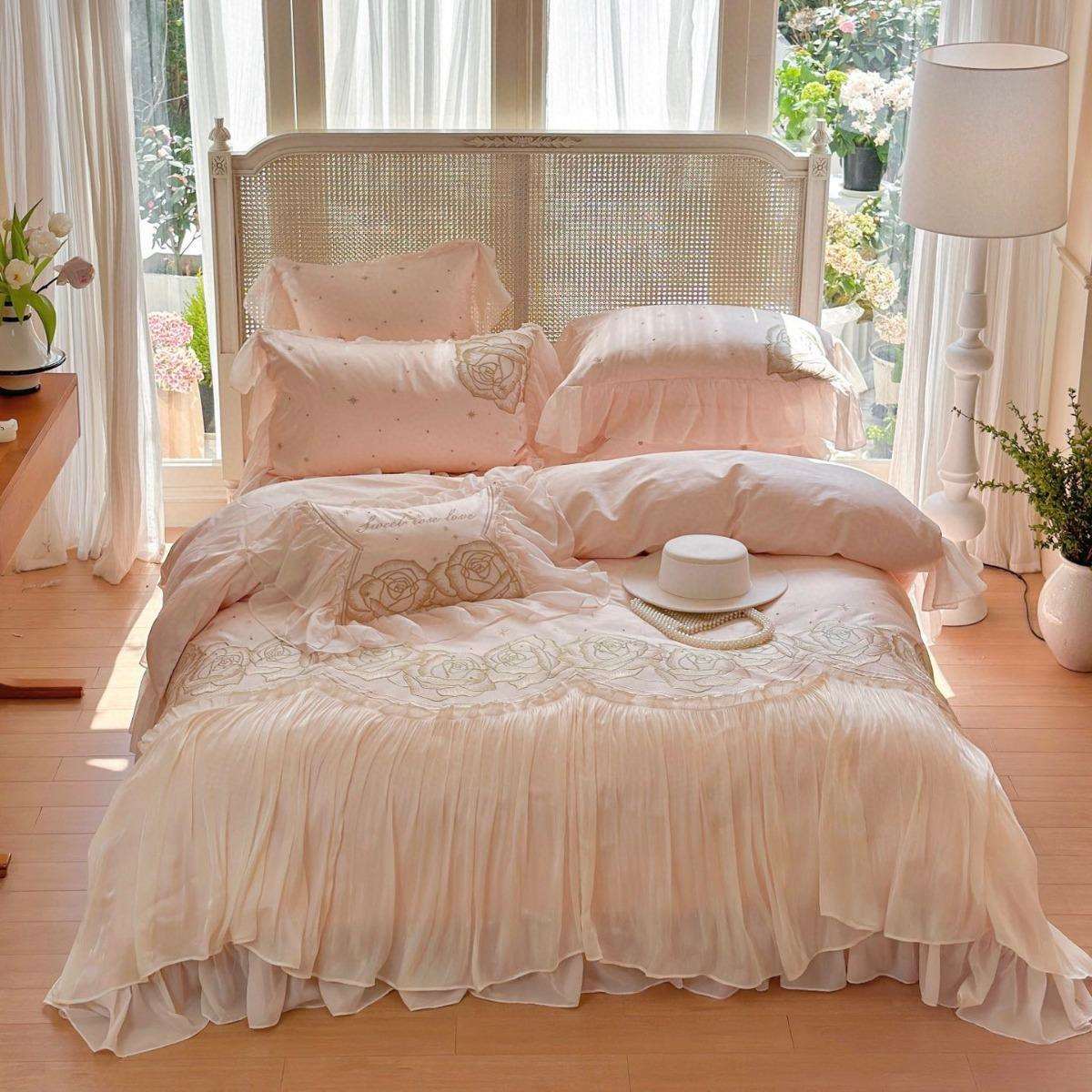 1高端轻奢风100支匹马棉四件套全棉刺绣春夏春夏裸睡被套床上用品