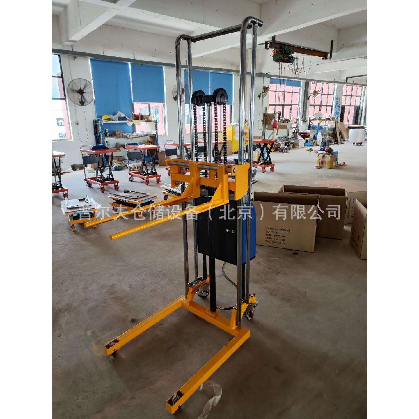 400kg轻型手动叉车模具车装卸车圆形物料升高车卷膜堆高车厂家