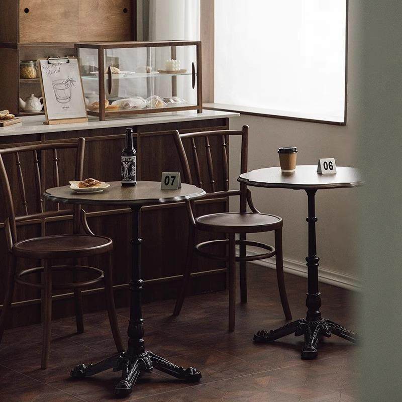 美式复古咖啡厅桌椅组合甜品烘焙店椅子奶茶店西餐厅实木椅子商用