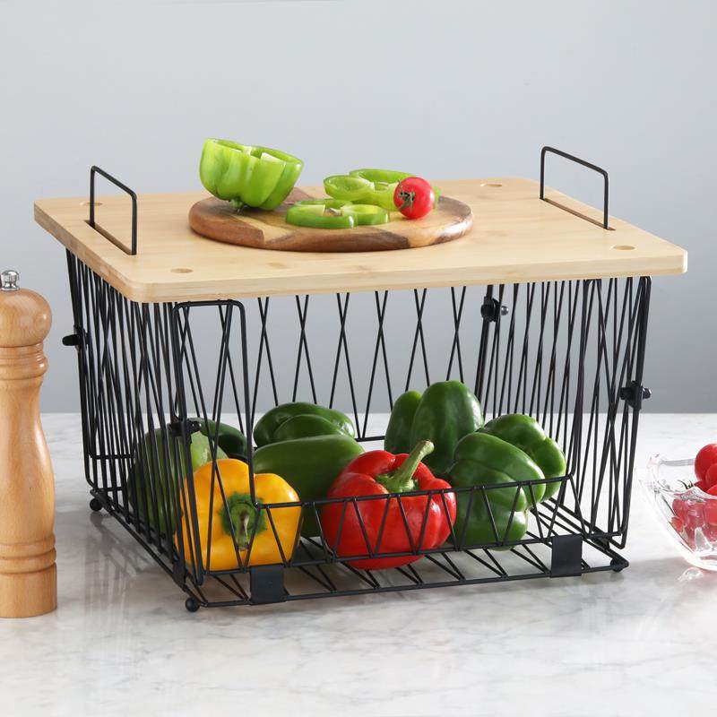 可折叠收纳篮正方形铁线筐户外野餐便携菜板收纳二合一带提手,厨房/烹饪用具,抹布架/厨房清洁收纳架,淘宝优惠券,粉丝福利购,淘宝优惠卷