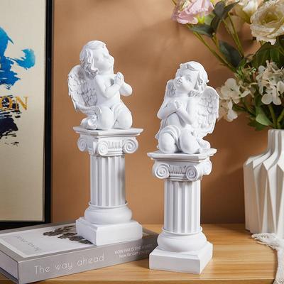 欧式复古祈祷天使摆件罗马柱模型雕像道具户外玄关别墅庭院装饰品