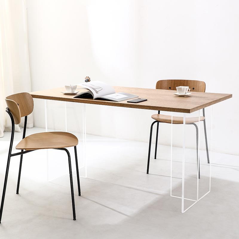 亚克力悬浮餐桌轻奢现代简约家用小户型饭桌像木大板桌艺术工作台