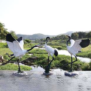 白鹭雕塑仿真仙鹤摆件丹顶鹤户外水池造景园区景观品公园湿地摆件