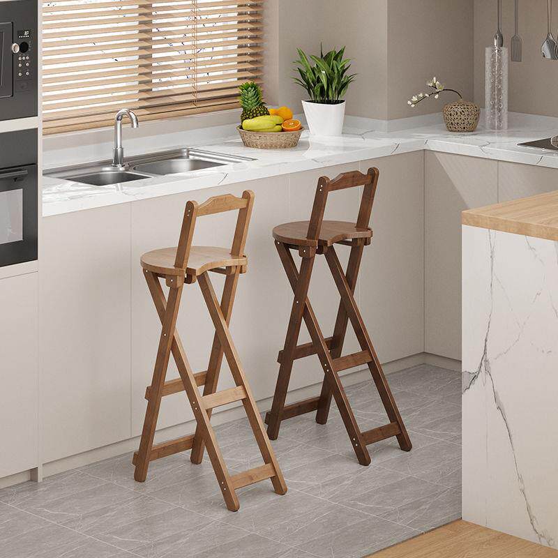 厨房折叠椅家用洗菜池折叠高凳子成人实木椅子吧台椅带靠背交叉厚