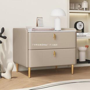 床头柜轻奢卧室岩板子实木智能储物柜小型简约现代床头收纳柜意式