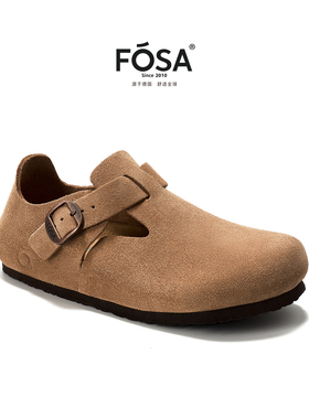 【张元英同款】FOSA软木勃肯鞋女款真皮时女士加绒鞋一脚蹬毛毛鞋