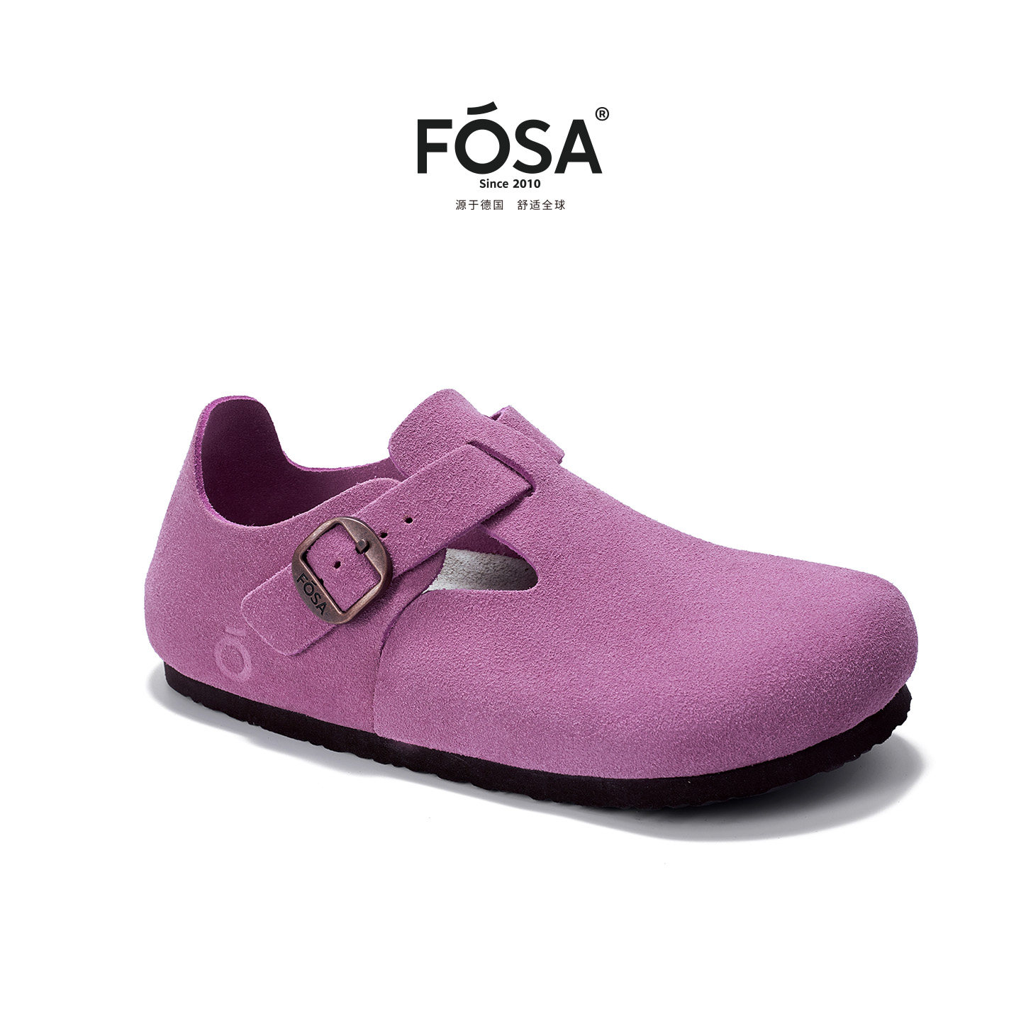 【张元英同款】FOSA女鞋春秋全包软木鞋外穿勃肯鞋一脚蹬鞋真皮鞋