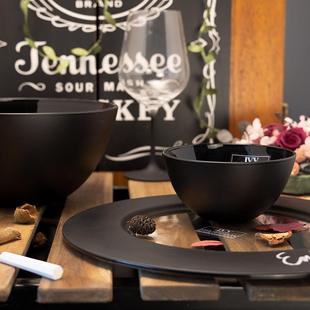 意大利黑边甜点盘轻奢展示盘餐具盘欧式平盘碟子黑色牛排盘子