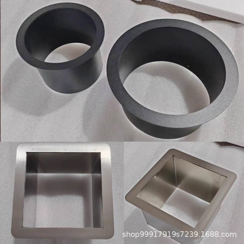 洗手池台面黑色垃圾桶无盖投口圈304不锈钢厕所台上悬空挂式投口