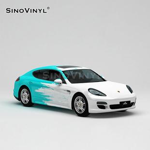 卡莱克泼墨彩绘系列车身改色膜黑白渐变车身贴彩色喷绘全车改色