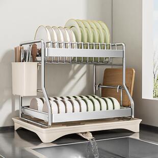 不锈钢碗碟收纳架厨房置物架台面碗架沥水篮放餐具碗筷碗盘沥水架