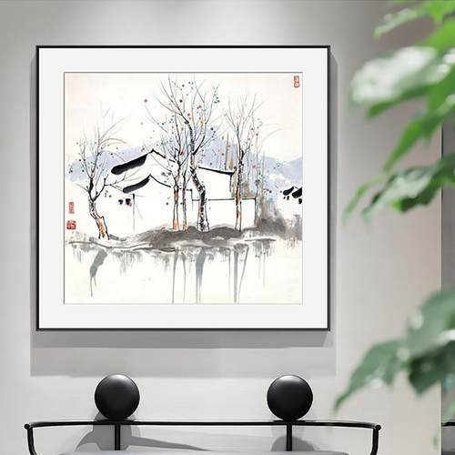 吴冠中新中式卡纸装饰画客厅餐厅卧室水墨禅意挂画中国风软装摆画