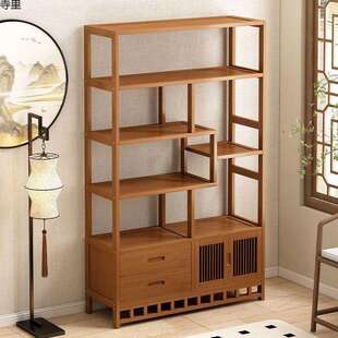 博古架茶碗多宝阁紫砂壶摆放架隔断书架子实木中式茶具茶柜置跨境