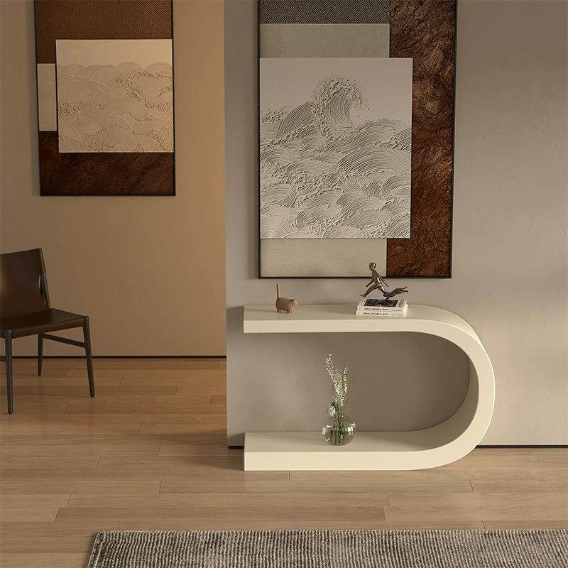 奶油风艺术玄关桌意式轻奢走廊玄关台入户靠墙条案现代简约端景台