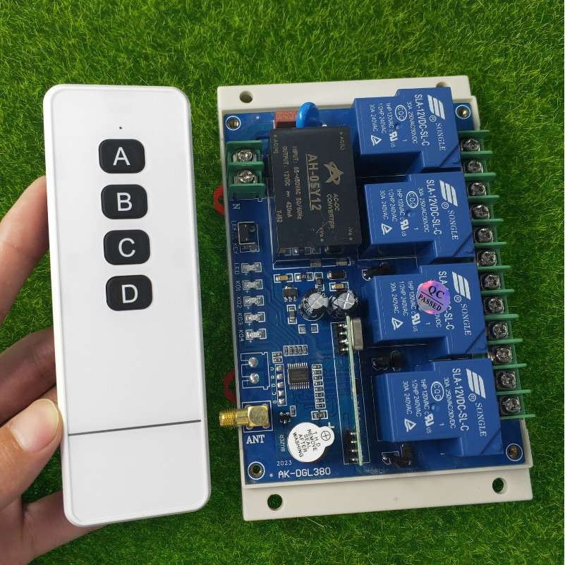 白面板4键无线遥控工业大功率220V380V30A水泵抽水机电机大棚开关