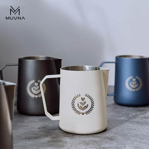 MUVNA慕威纳咖啡拉花缸尖嘴拉花神器奶泡杯不锈钢打奶缸450/600ml