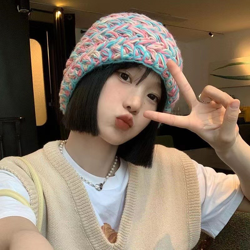 帽子假发女短发彩色渔夫帽2023新E款波波头仿真人发直发网红春时