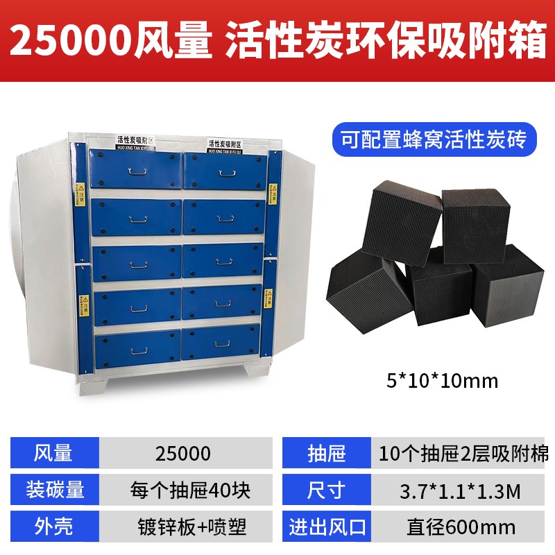 活性炭环c保吸附箱工业废气处理二级干式过滤器pp光氧活性炭一体