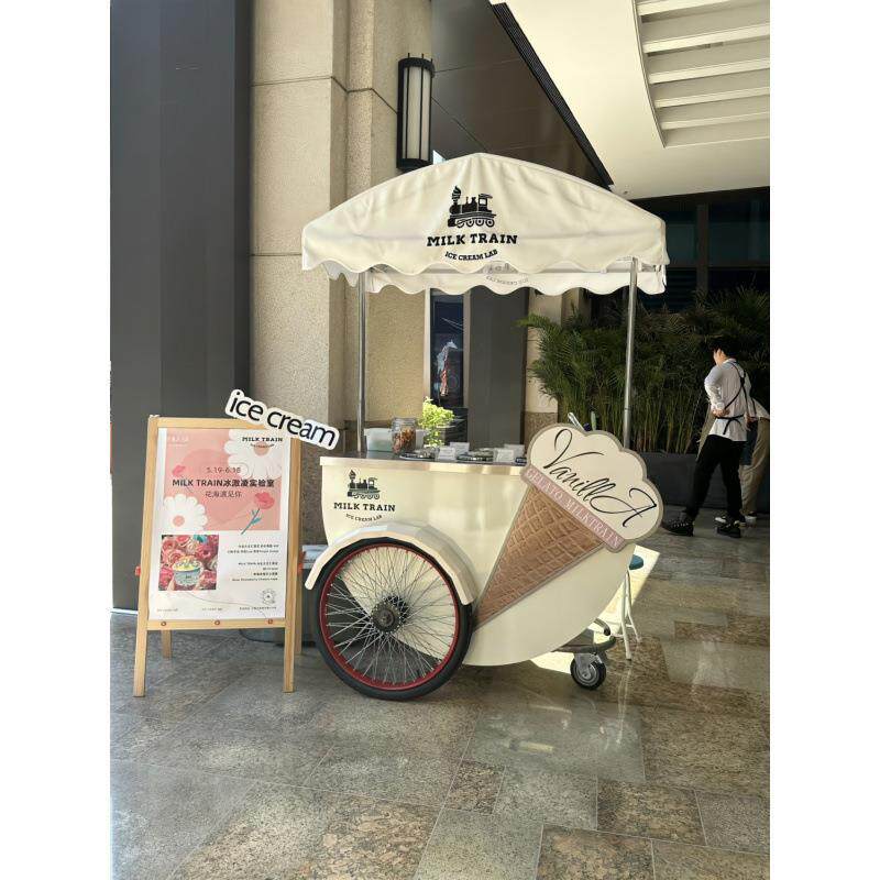 商用冰淇淋售卖车可移动展示柜商场促销车商业活动美陈装饰车推车
