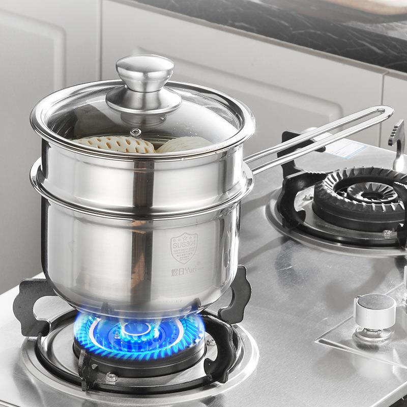 潮州厂家 煜日不锈钢304蒸奶锅 迷你多层带格奶锅 三层加厚复底