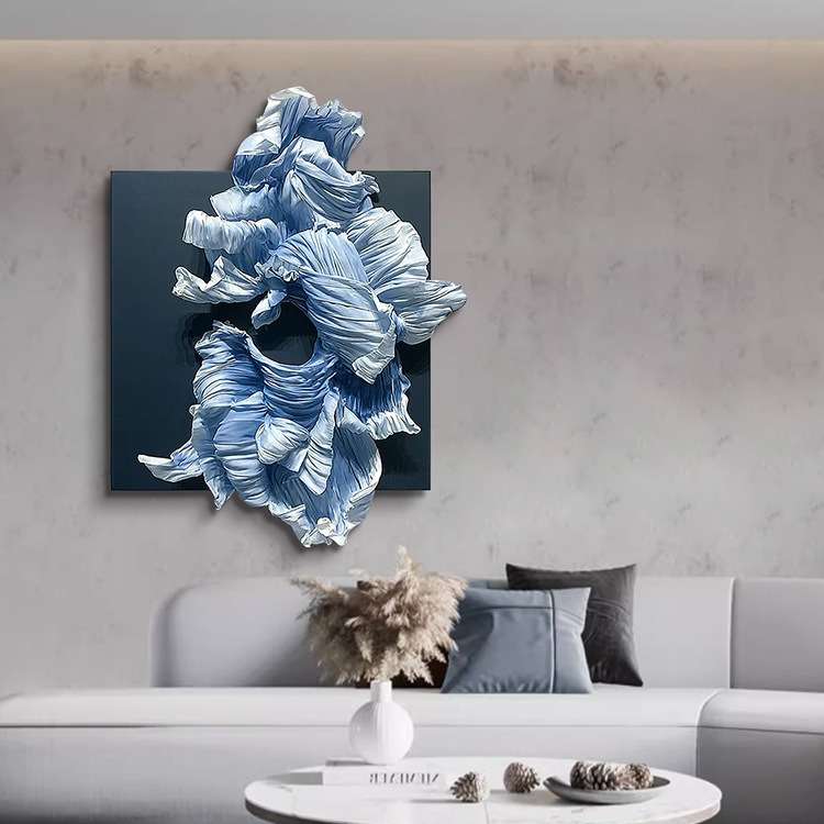 高端大气别墅装饰画抽象装置简约艺术吊饰立体画布艺玄关商场壁画图片