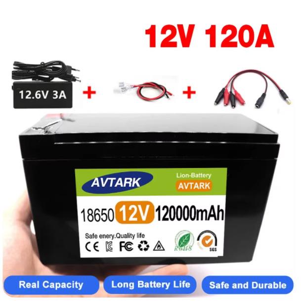 12V锂离子电池 100Ah 120Ah 太阳能板充电电池18650带BMS 12.6V