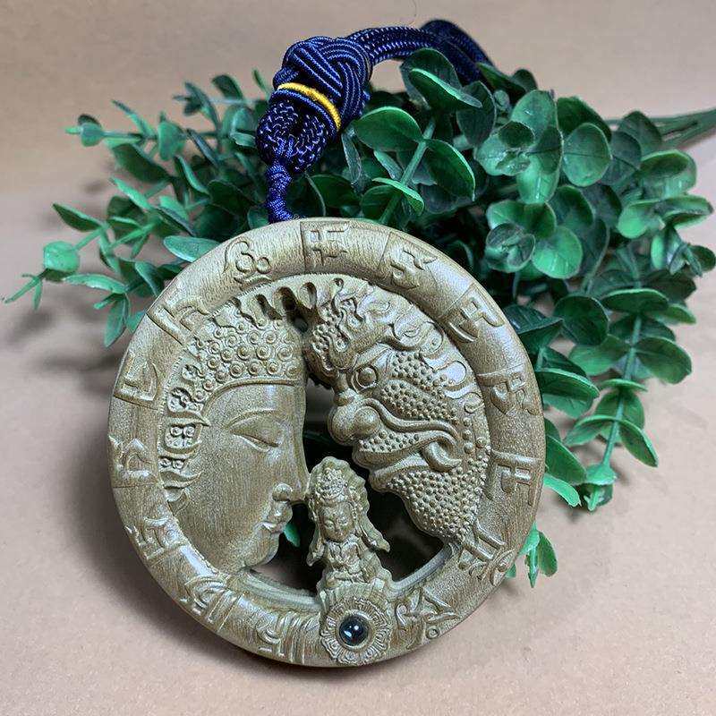 金丝楠阴沉木一念之间车挂手把件 鱼化龙九龙牌工艺品雕刻摆件