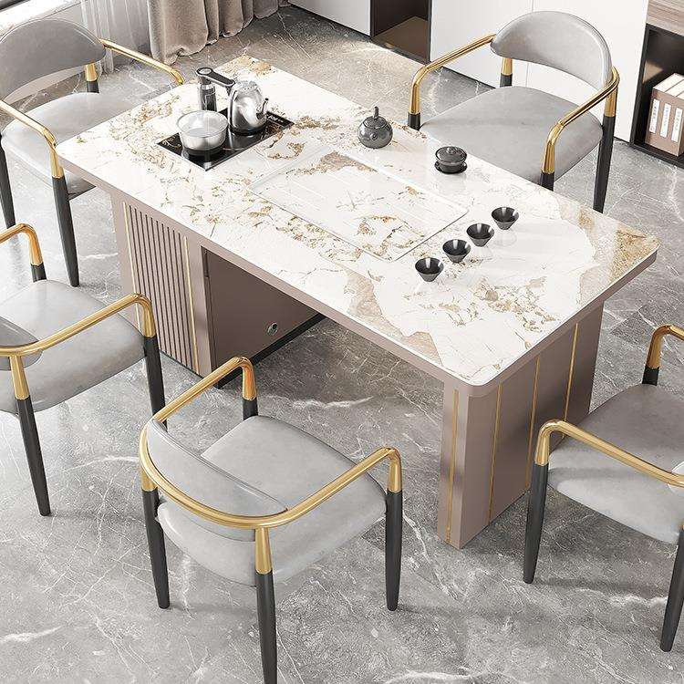 轻奢岩板茶桌椅现代简约家用办公室新中式书桌阳台意式极简茶台