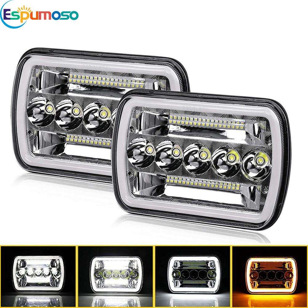 7寸牧马人大灯5珠方形汽车led大灯远近光一体车灯 跨境工厂