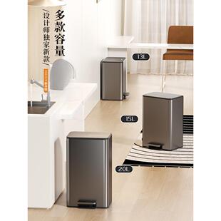 居家用厨房垃圾桶大号大容量2025新款家用客厅轻奢高档不锈钢意式