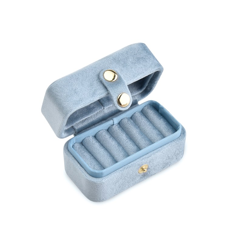 高档天鹅绒布戒指收纳盒迷你便携小精致复古手Q工制作首饰盒大容