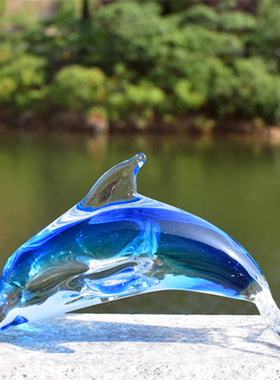 玻璃海豚琉璃家居酒柜创意装饰工艺品小摆件鱼缸造景X海洋动物礼